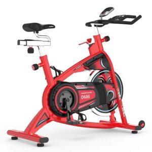 pooboo Stationary Exercise Bike Indoor Cycling Bike with LCD Display, 40LBS Heavy-Duty Flywheel for Cardio Workout wihout Ipad Holder(Red)