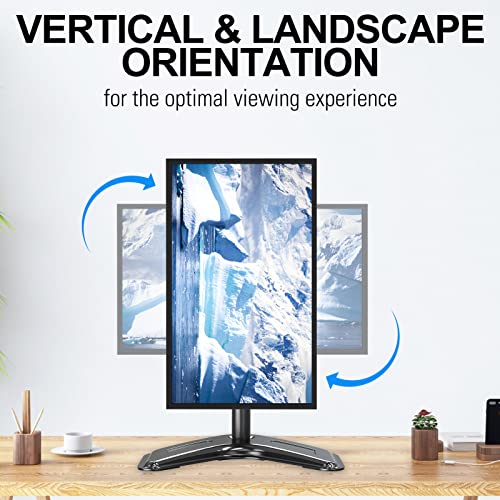 MOUNTUP Single Monitor Stands, Freestanding VESA Monitor Desk Mount fits 13'' to 32'' Computer Screen with Height Adjustable, Swivel, Tilt, Rotation, VESA 75x75 100x100 MU0023