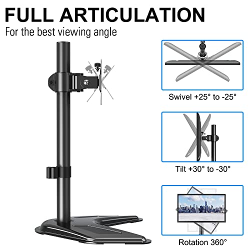 MOUNTUP Single Monitor Stands, Freestanding VESA Monitor Desk Mount fits 13'' to 32'' Computer Screen with Height Adjustable, Swivel, Tilt, Rotation, VESA 75x75 100x100 MU0023