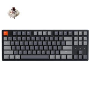 keychron k8 wireless bluetooth/usb wired mechanical keyboard, hot-swappable tenkeyless 87 keys rgb led backlit gateron brown switch n-key rollover, aluminum frame for mac and windows