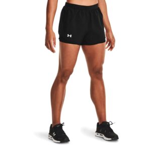 under armour women's fly by 2.0 2-in-1 shorts, black (001)/reflective, medium