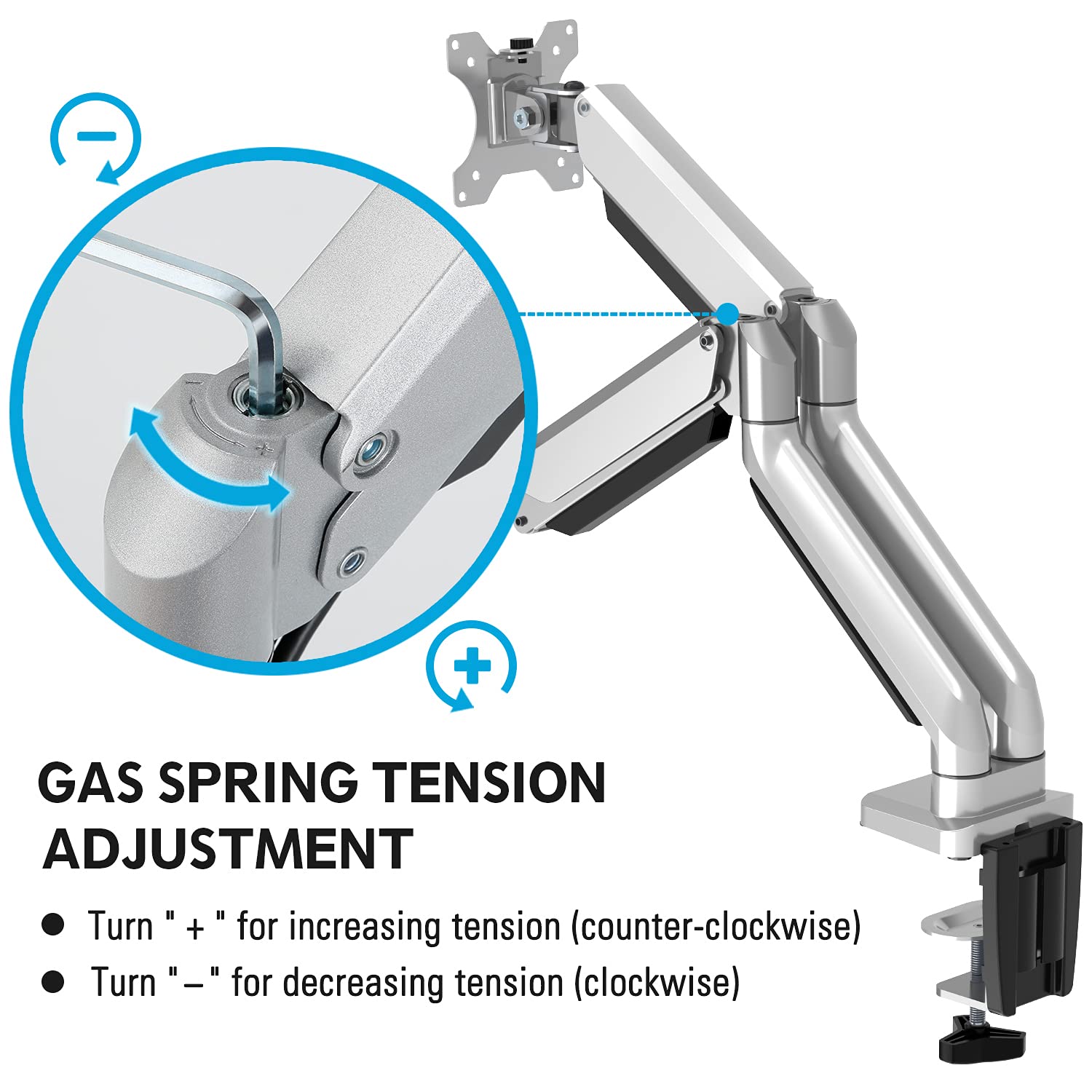 MOUNTUP Dual Monitor Desk Mount, Die-Cast Aluminum Fully Adjustable Double Monitor Arm with Gas Spring, Computer Monitor Stand Fits 2 Screen 17 to 32 inch - Each Arm Holds up to 17.6LBS, MU0024