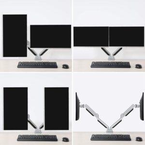 MOUNTUP Dual Monitor Desk Mount, Die-Cast Aluminum Fully Adjustable Double Monitor Arm with Gas Spring, Computer Monitor Stand Fits 2 Screen 17 to 32 inch - Each Arm Holds up to 17.6LBS, MU0024