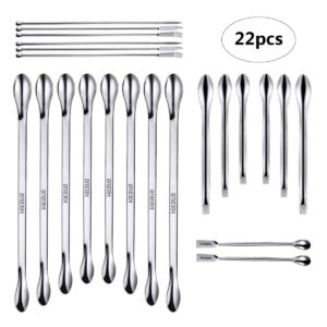 Aulufft 22 PCS Stainless Steel Lab Measuring Spoon Set,Lab Scoop and Spatula for Powders Gel Cap Filler, Capsule Filler,Laboratory Equipment