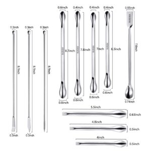 Aulufft 22 PCS Stainless Steel Lab Measuring Spoon Set,Lab Scoop and Spatula for Powders Gel Cap Filler, Capsule Filler,Laboratory Equipment