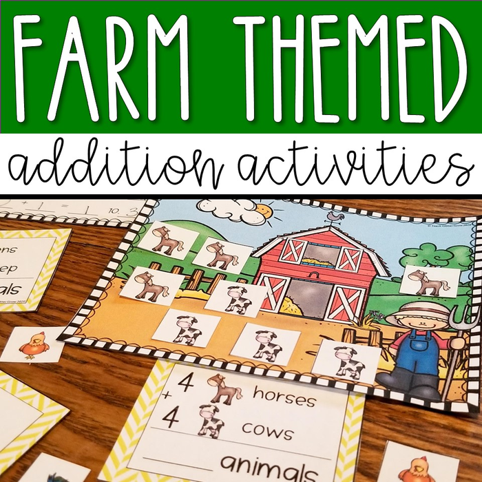 Farm Animal Themed Addition to 10 Activity & Worksheet