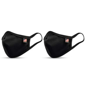meglio cotton mask reusable washable double layered made in usa with flag label pack of 2 (black)