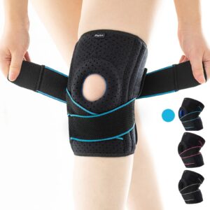 doufurt knee brace for women & men, knee braces for knee pain meniscus tear, relief arthritis pain, acl, mcl, plus size knee brace with side stabilizers, compression knee support adjustable for gym running working out