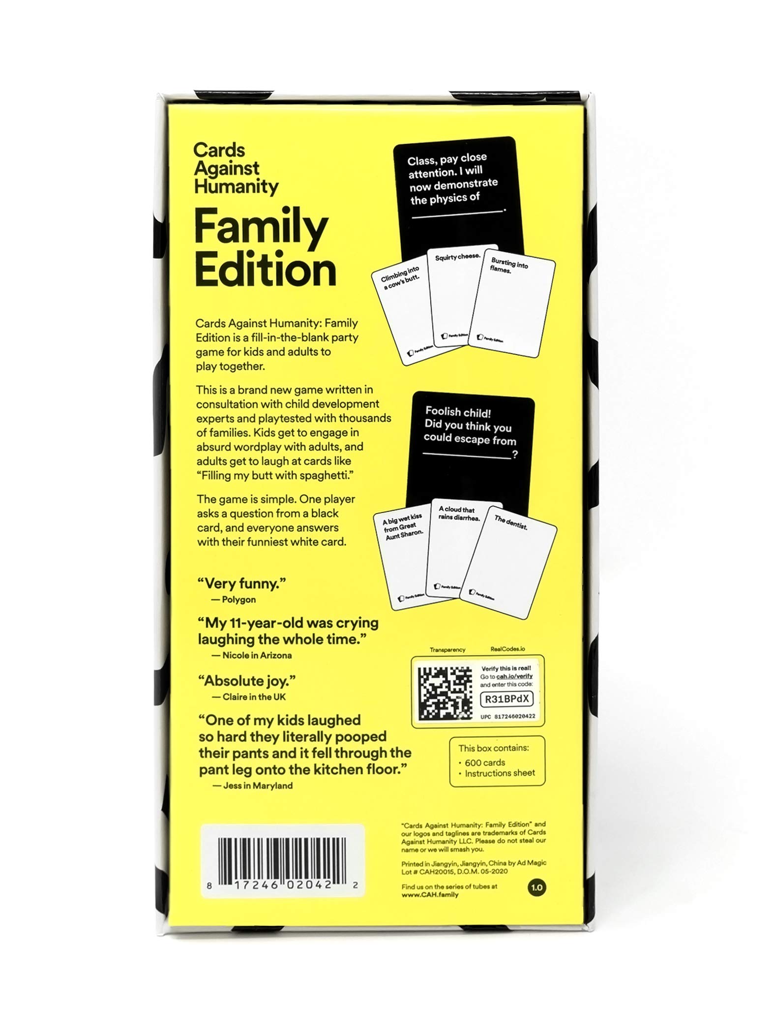 Cards Against Humanity: Family Edition • The Actual Official Family Edition of CAH • Ages 8+