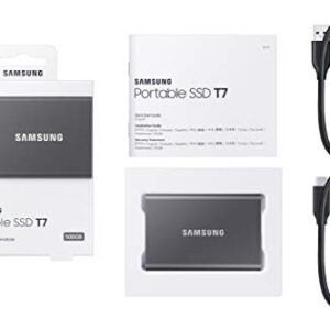 SAMSUNG T7 Portable SSD, 500GB External Solid State Drive, Speeds Up to 1,050MB/s, USB 3.2 Gen 2, Reliable Storage for Gaming, Students, Professionals, MU-PC500T/AM, Gray