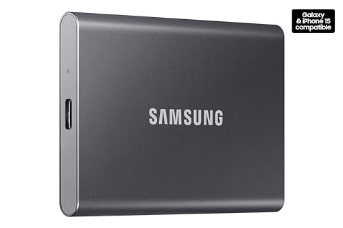 SAMSUNG T7 Portable SSD, 500GB External Solid State Drive, Speeds Up to 1,050MB/s, USB 3.2 Gen 2, Reliable Storage for Gaming, Students, Professionals, MU-PC500T/AM, Gray