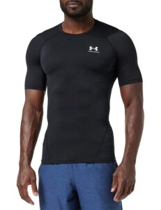 under armour men's armour heatgear compression short-sleeve t-shirt , black (001)/white, large