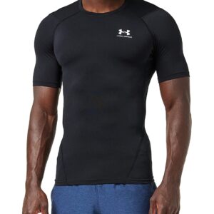 Under Armour Men's Armour HeatGear Compression Short-Sleeve T-Shirt , Black (001)/White, Large