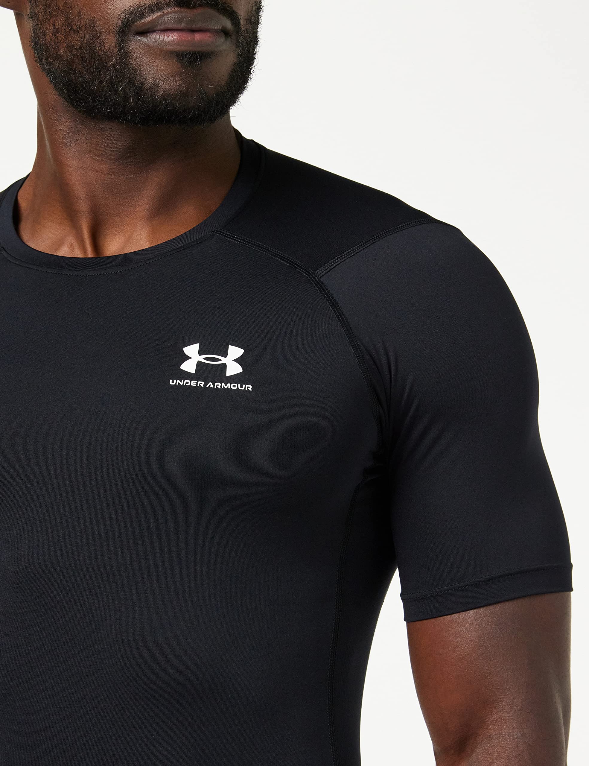 Under Armour Men's Armour HeatGear Compression Short-Sleeve T-Shirt , Black (001)/White, Large