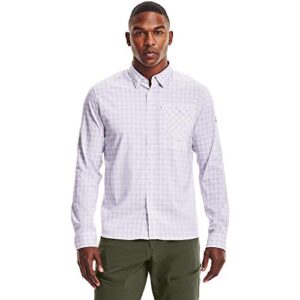 under armour high tide plaid long sleeve t-shirt, white/bayou, large