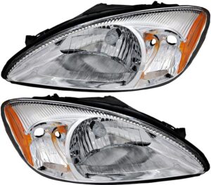 jp auto headlight compatible with ford taurus 2000 2001 2002 2003 2004 2005 2006 2007 driver left and passenger right side pair set headlamp