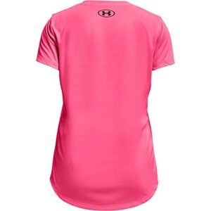 Under Armour Tech Graphic Print Fill Big Logo Long Sleeve T-shirt, Cerise/Black, Youth X-Large