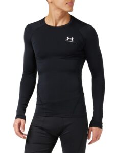 under armour men's armour heatgear compression long-sleeve t-shirt , black (001)/white, small