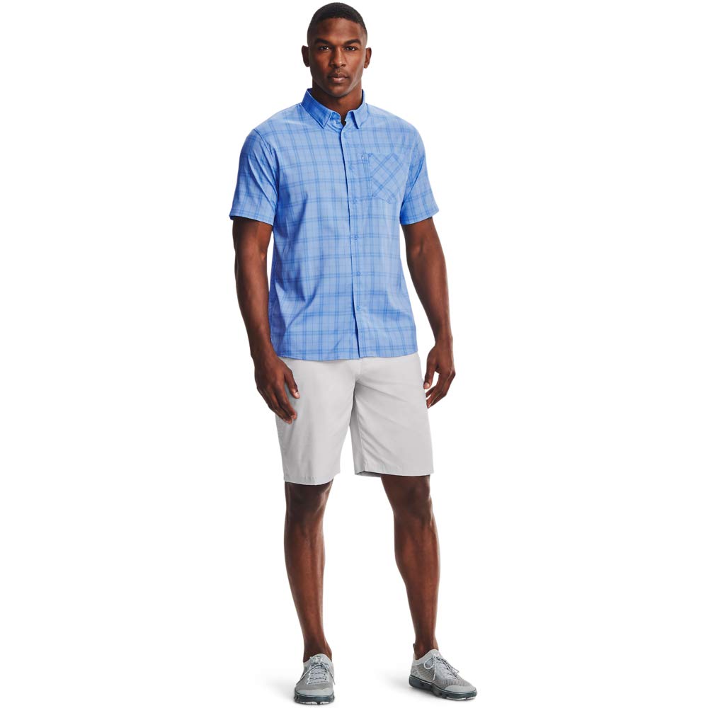 Under Armour High Tide Plaid Short Sleeve T-shirt, Carolina Blue/Pure, Small