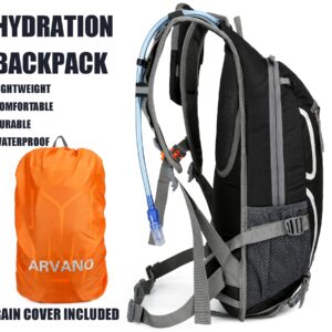 Arvano Cycling Backpack Bike Hydration Pack, Mountain Biking Backpack, Small Bicycle Riding Daypack with 2L Water Bladder, for Hiking, Skiing, MTB (Black)