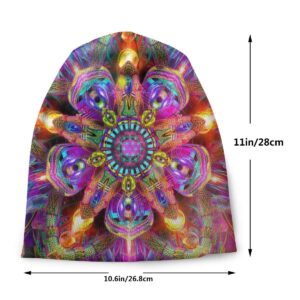 Unisex Beanie Caps 3D Cool Kaleidoscope Psychedelic Trippy Colorful Slouchy Cuff Skull Knit Hat Cap Winter Summer Warm Ski Hats Snapback Black