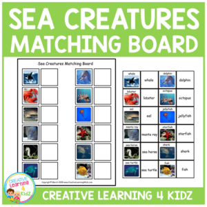 sea creatures matching board