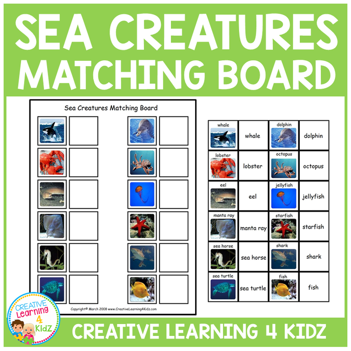 Sea Creatures Matching Board