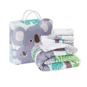 La Premura Baby Koala Nursery Crib Bedding Set, 3 Piece Standard Size Crib Set, Grey and Green, Unisex Nursey Bedding and Neutral Decor