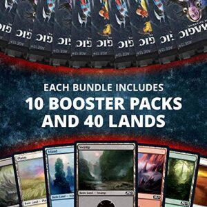 Magic: The Gathering Core Set 2021 (M21) Bundle | 10 Booster Packs + 40 Lands (190 Cards) | Accessories