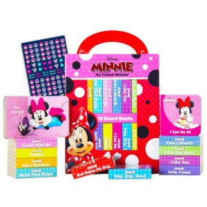 disney minnie mouse board books set toddlers babies bundle ~ pack of 12 chunky my first library board book block with stickers (minnie mouse books for infants)