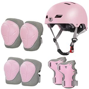 LANOVAGEAR Kids Helmet Knee Pads Ages 2-8, Adjustable Toddler Bike Helmet Knee Elbow Wrist Pads for Skating Scooter Roller Skates Cycling Bicycle