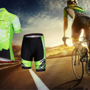 Men Cycling Jersey Set Bike Short Sleeve Shirt Tops+5D Padded Shorts S-3XL