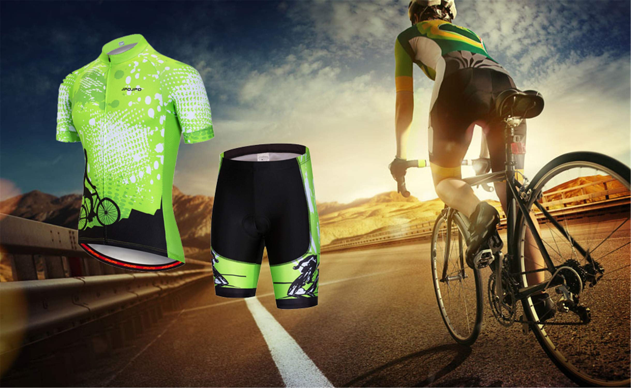 Men Cycling Jersey Set Bike Short Sleeve Shirt Tops+5D Padded Shorts S-3XL