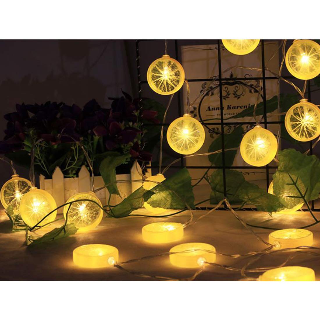 LED Lights Lemon String Lights with 3m 20 LED Lamp Beads Decorative Lights Fairy Lights for Indoor Outdoor Home Bedroom Wall Deck Garden Backyard Party Decor