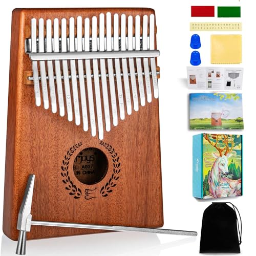 Everjoys Kalimba Thumb Piano 17 Keys, Professional Musical Instrument Finger Piano Marimbas with Portable Soft Cloth Bag, Fast to Learn Songbook, Tuning Hammer, All in One Kit