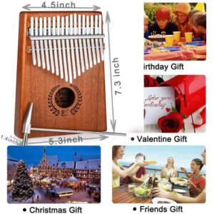 Everjoys Kalimba Thumb Piano 17 Keys, Professional Musical Instrument Finger Piano Marimbas with Portable Soft Cloth Bag, Fast to Learn Songbook, Tuning Hammer, All in One Kit