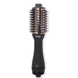 l'ange hair le volume 2-in-1 titanium brush dryer black | hot air blow dryer brush in one with oval barrel | hair styler for smooth, frizz-free results for all hair types ((black 75 mm))
