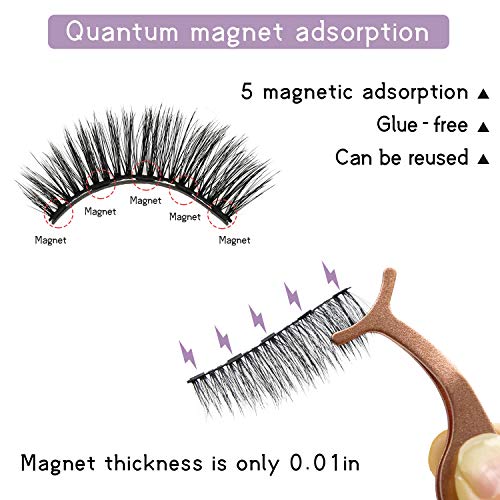 UNIWIN Magnetic Eyelashes with Eyeliner, Magnetic Eyeliner and Magnetic Eyelashes Kit, 5 Pairs Reusable 3D Natural Look, False Lashes Magnetic with Tweezers (No Glue Needed)