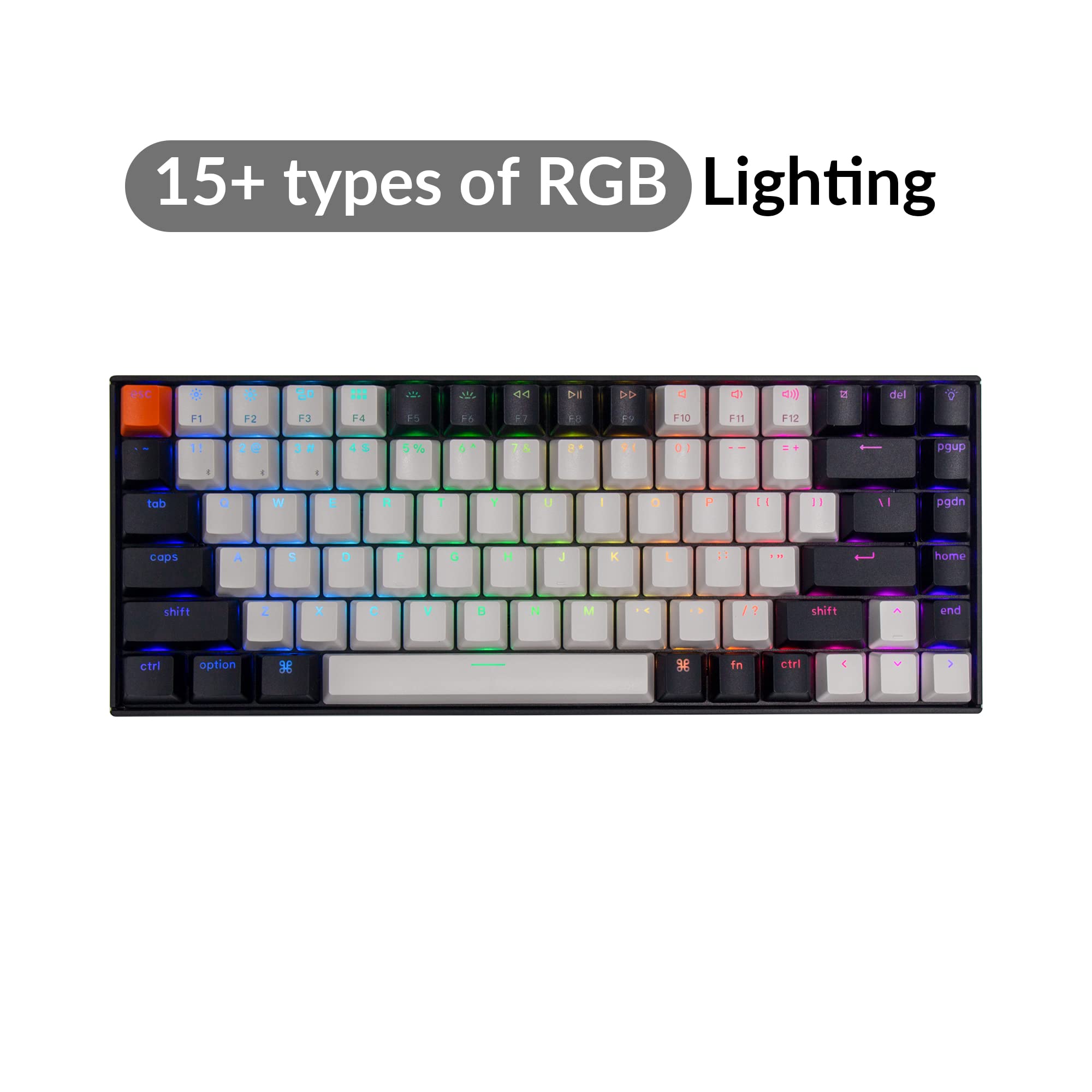 Keychron K2 75% Layout Hot-swappable Bluetooth Wireless/USB Wired Mechanical Keyboard with Gateron G Pro Brown Switch/Double-Shot Keycaps/RGB Backlit 84-Key Computer Keyboad for Mac Windows Version 2