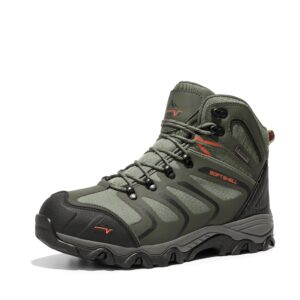 nortiv 8 men's hiking boots waterproof work outdoor trekking backpacking mountaineering lightweight trails shoes size 11 m us army/green/black/orange 160448_m armadillo