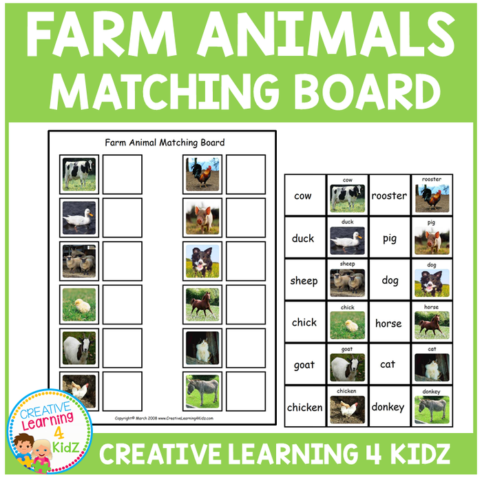 Farm Animals Matching Board