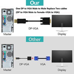 Foboiu DisplayPort to VGA, VGA Adapter 6 Feet DP Cable Connects Port from Desktop or Laptop Monitor Projector with VGA to Displayport Adapter