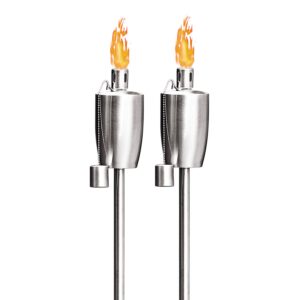 fab based oil torch lamp torch for patio/garden/lawn/backyard - 55 inch - stainless steel - fiber glass wick - set of 2 pieces-outdoor oil lamp for citronella (ecru)