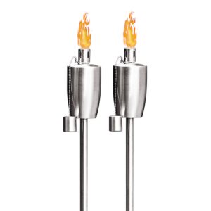 FAB BASED Oil Torch Lamp Torch for Patio/Garden/Lawn/Backyard - 55 inch - Stainless Steel - Fiber Glass Wick - Set of 2 Pieces-Outdoor Oil Lamp for Citronella (Ecru)