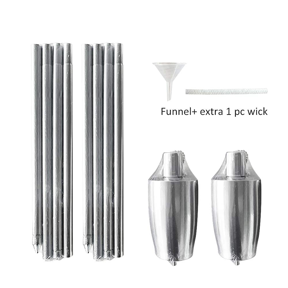 FAB BASED Oil Torch Lamp Torch for Patio/Garden/Lawn/Backyard - 55 inch - Stainless Steel - Fiber Glass Wick - Set of 2 Pieces-Outdoor Oil Lamp for Citronella (Ecru)