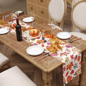 HARORBAY Farmhouse Table Runner 13 x 72 Inch, Decor Table Runners, Rustic Dresser Scarf for Dinning Table,Kitchen Decoration,Holiday Parties Spring Autumn (Maple Leaf)