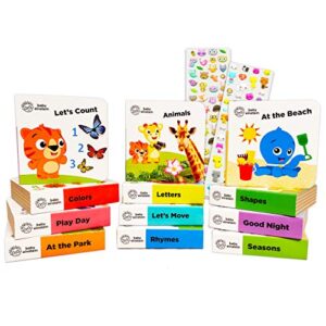 PIP Baby Einstein Board Books Set Toddlers Babies Bundle ~ Baby Einstein My First Library 12 Book Set Baby Einstein Board Book Block with Stickers (Baby Einstein Books for Infants)