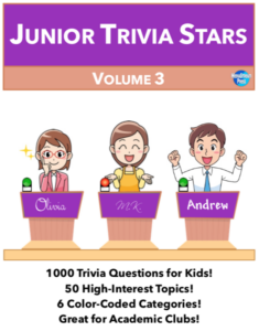 junior quiz stars - volume iii - 1000 quiz trivia game questions 50 categories