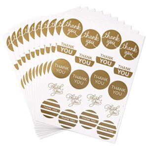 hallmark thank you stickers (pack of 10 sheets, 200 gold foil stickers)