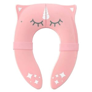 Hippypotamus Travel Potty Seat for Toddler - Pink Unicorn - Folding Potty Training Seat - Portable Toilet Seat Cover for Baby & Kids